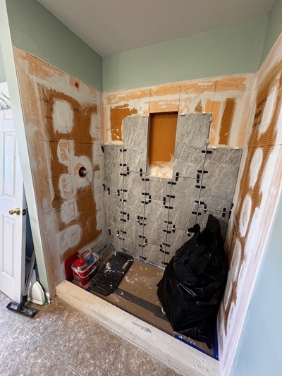 Installing the wall tiles, Bethlehem, PA